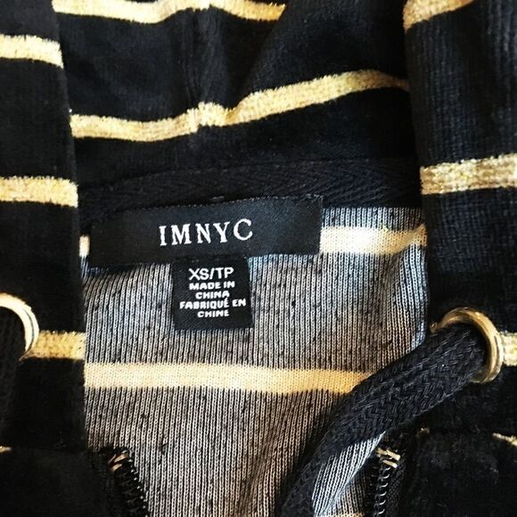 IMNYC BLACK VELOUR HOODY WITH GOLD STRIPE 🌻 - Picture 7 of 9